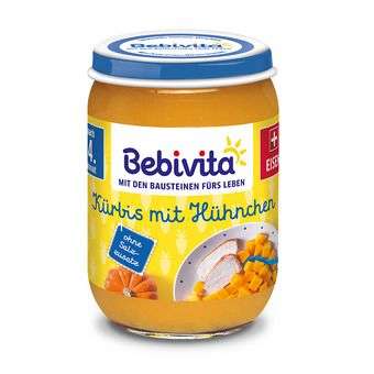 Bebivita пюре тиква с пилешко без глутен 4М+ 190 гр.