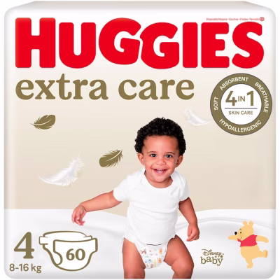 Пелени Huggies Extra care 4, 8-16 кг, 60 бр