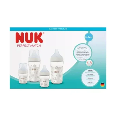 NUK Perfect Match 4 стъклени шишета + допълнителен биберон.